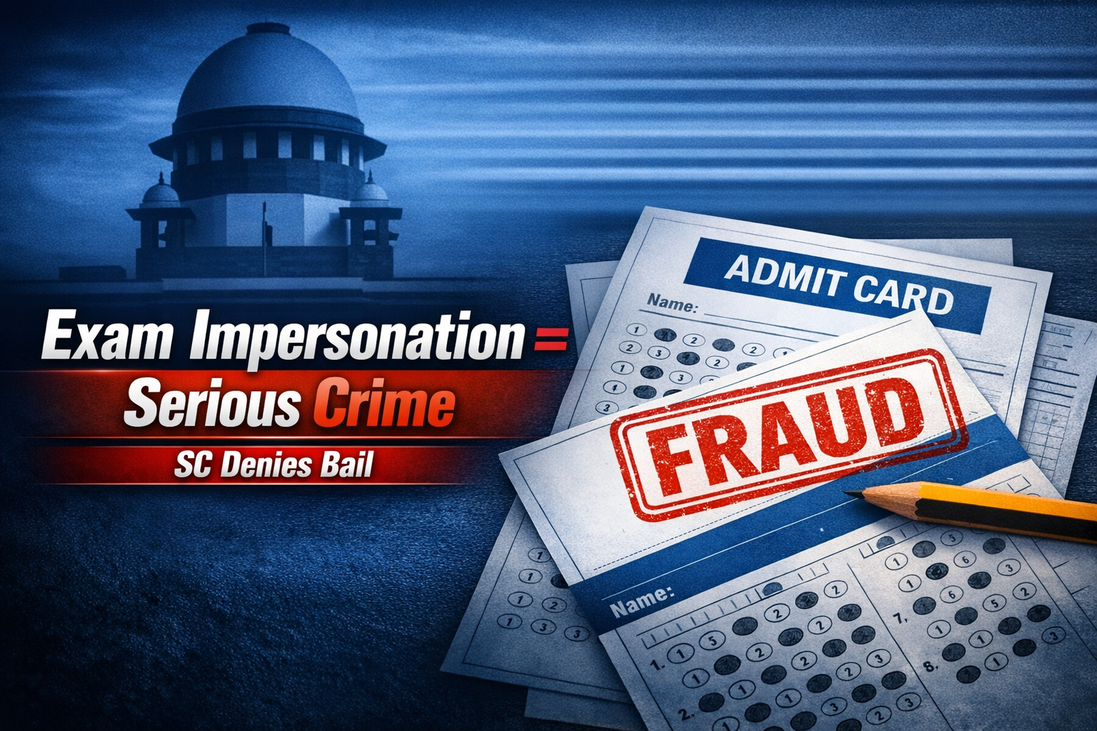 सुप्रीम कोर्ट भवन की तस्वीर, सरकारी नौकरी परीक्षा में प्रतिरूपण पर सख्त टिप्पणी